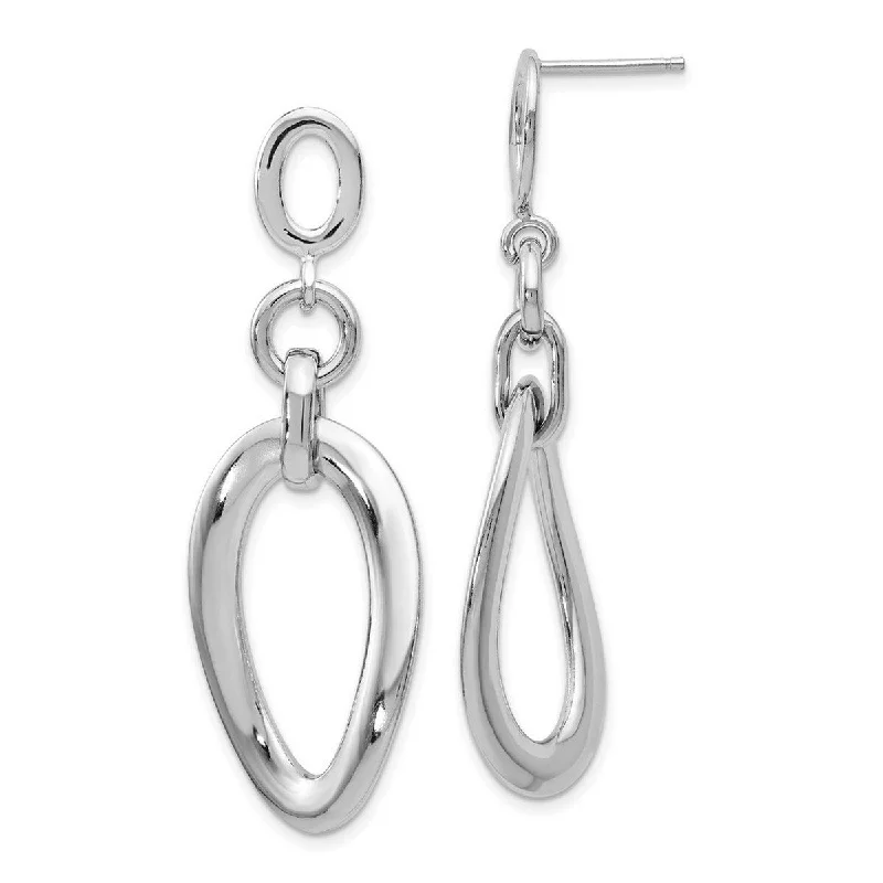 Drop Earrings for Everyday Glamour -Curata 925 Sterling Silver 50x18mm Oval Polished Post Dangle Earrings