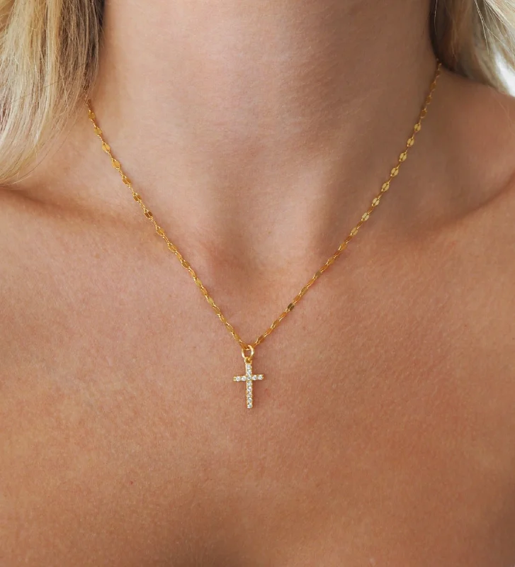 Necklaces and pendants with crescent moon designs for a celestial and mystical feel-Cross Shimmer Choker | Gold