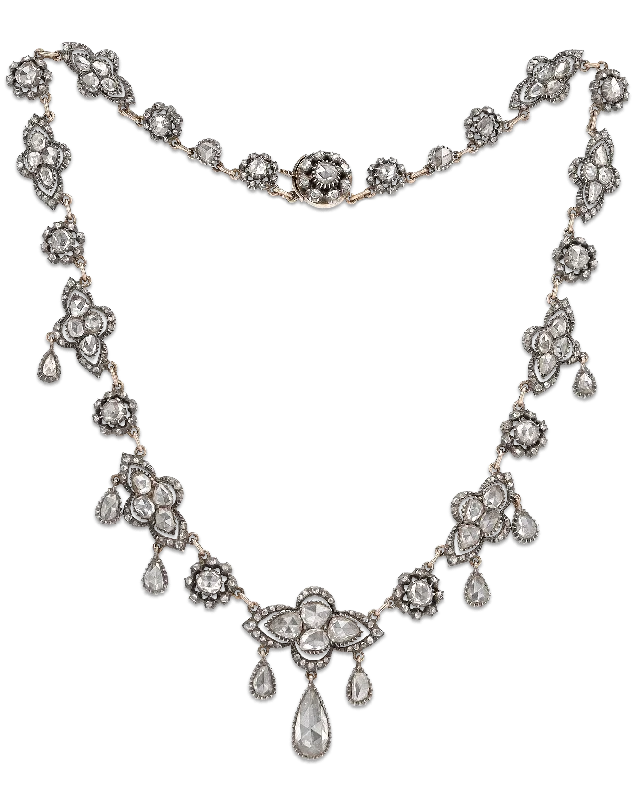 Best necklaces and pendants with crystal accents for a sparkling and elegant style-Rose Cut Diamond Necklace, 6.00 Carats