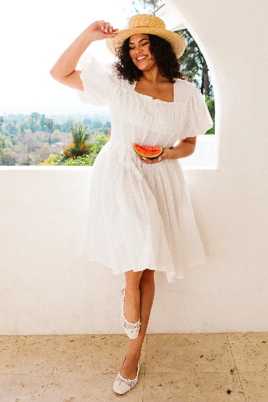 Plus size dresses with scalloped hems feel delicate -Thea Eyelet Dress - FINAL SALE