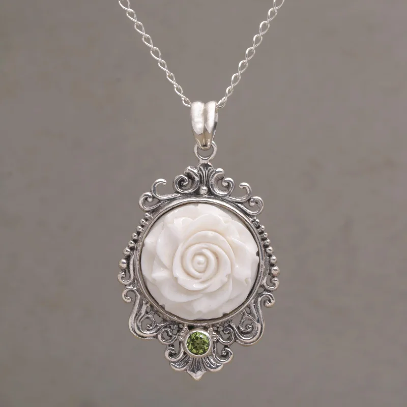 Necklaces and pendants with celestial starburst designs for a radiant look-Dreamy Rose Rose Pendant Necklace Accented with Peridot