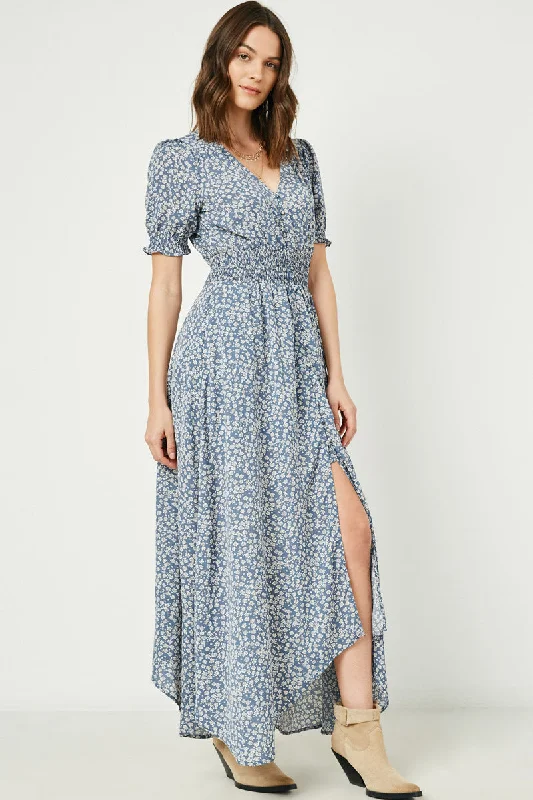 Trendy plus size dresses with bold prints stand out -Disty Floral Buttoned Maxi Dress