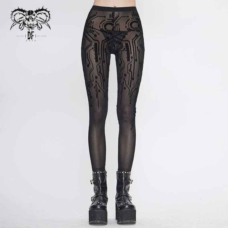 Art T-Shirts for Creative People -Women's Gothic Black Sexy Net Lace Leggings