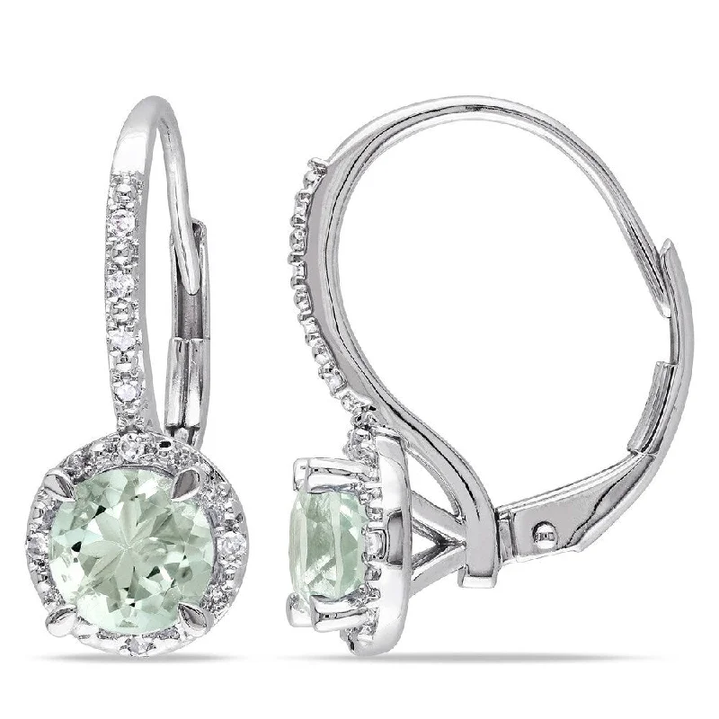 Waterproof Drop Earrings for Outdoor -Miadora Sterling Silver Green Amethyst and Diamond Accent Earrings