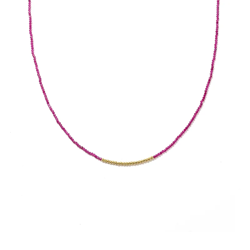 Simple necklaces and pendants with tiny charms for a delicate and casual vibe-Magenta Beads Necklace