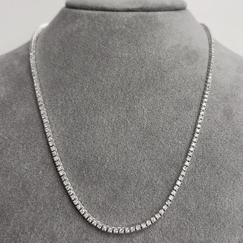 Unique necklaces and pendants with vintage-inspired designs for timeless appeal-14k White Gold Round Diamond Halfway Tennis Necklace 2.45ctw G SI1 18.5"