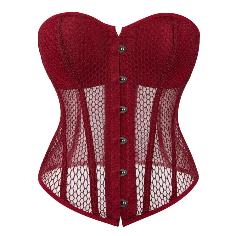 Vintage T-Shirts for Nostalgia -Women's Gothic Strappy Mesh Overbust Corset