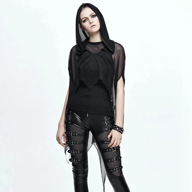 Silk T-Shirts for Luxurious Feel -Women's Goth Sheer Cape