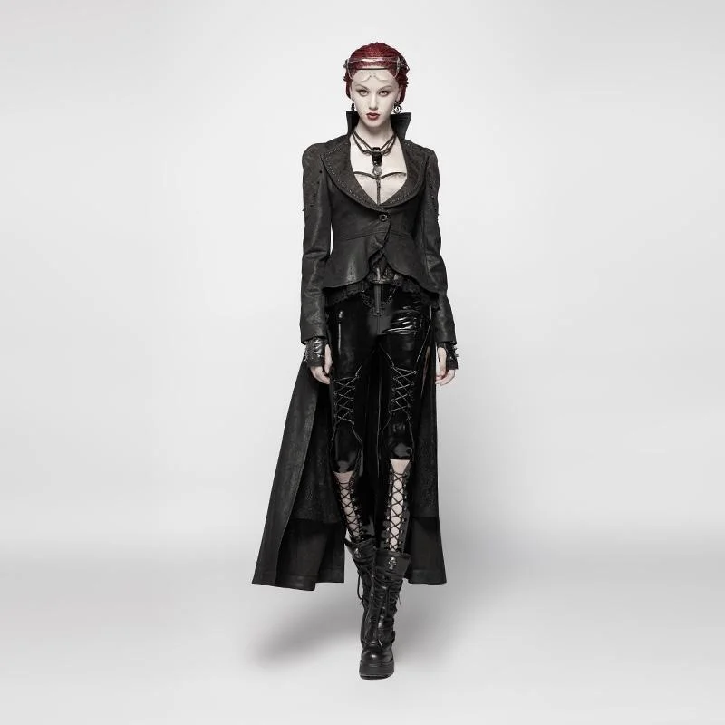 Athletic T-Shirts for Sports Look -Women's Goth Victorian High-Low Tail Coat