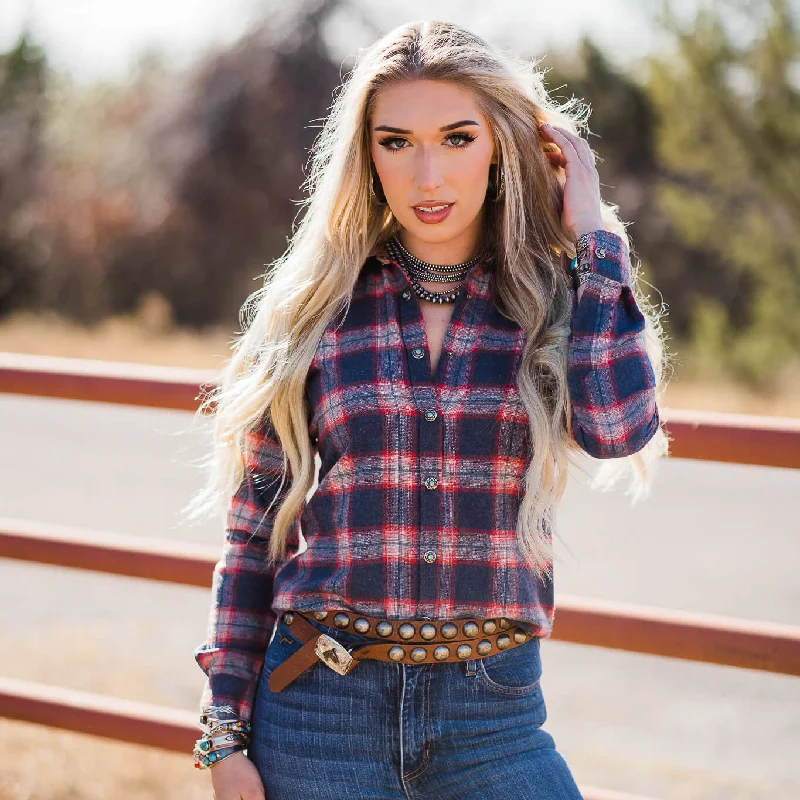 Tasseled T-Shirts for Exotic Look -Claire Plaid Shirt