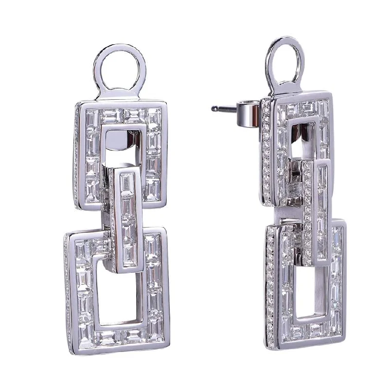 African Drop Earrings with Culture -18K BAGUETTE DIAMOND FASHION EARRINGS