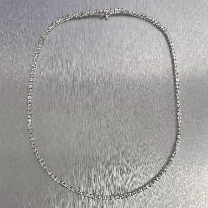 Simple necklaces and pendants with bar pendants for a sleek modern design-14k White Gold Diamond Tennis Necklace 7.10ctw G VS2-SI1 17"