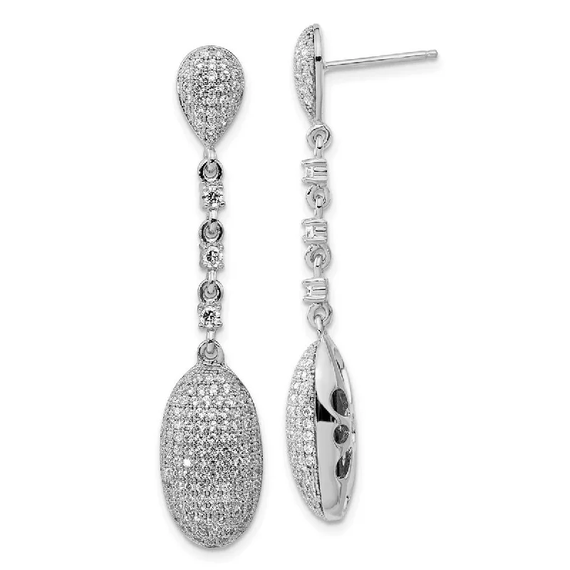 Detachable Drop Earrings with Charms -Curata 925 Sterling Silver 46x10mm CZ Cubic Zirconia Dangle Post Earrings