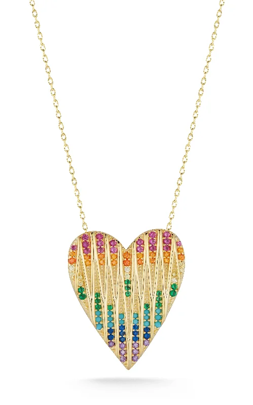 Best necklaces and pendants with art deco elements for a vintage, glamorous design-Rainbow Heart Necklace