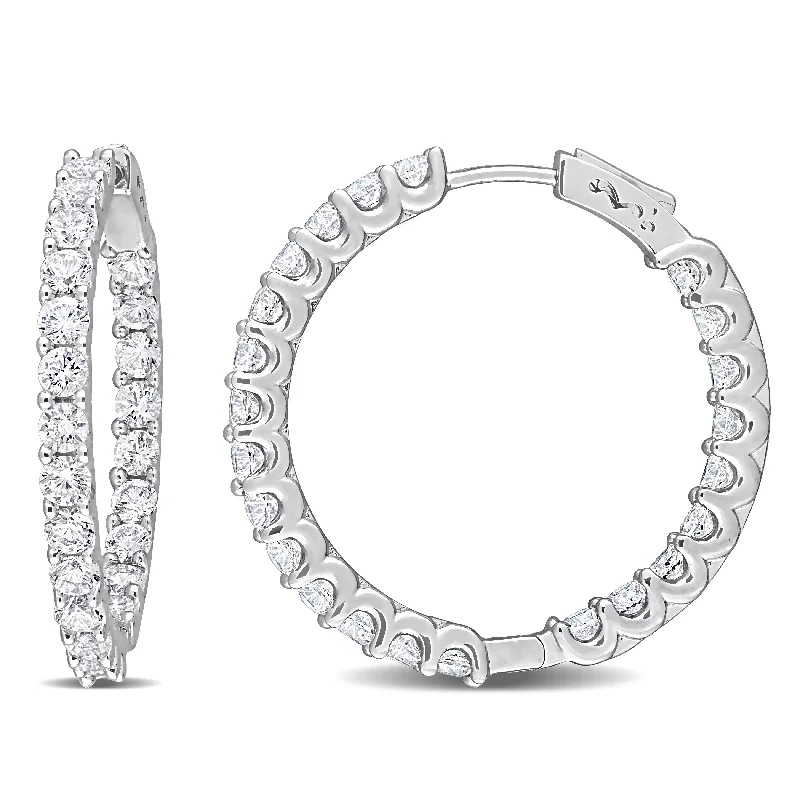 Square Drop Earrings for Modern -6 7/8 CT TGW Created White Sapphire Hoop Earrings Silver