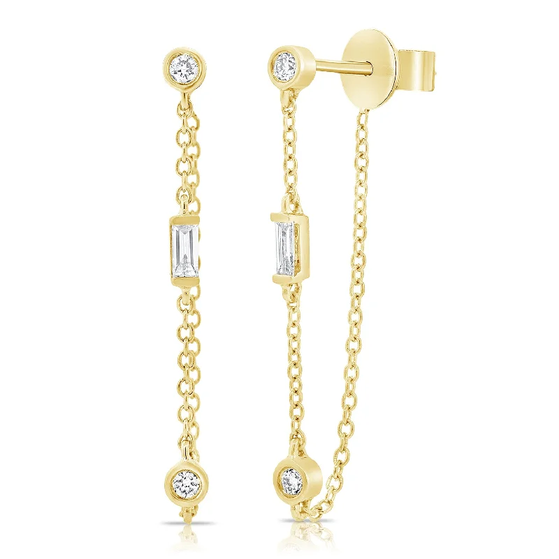 Maximalist Drop Earrings for Bling -Timeless Diamond Chain Earrings in 14K Gold