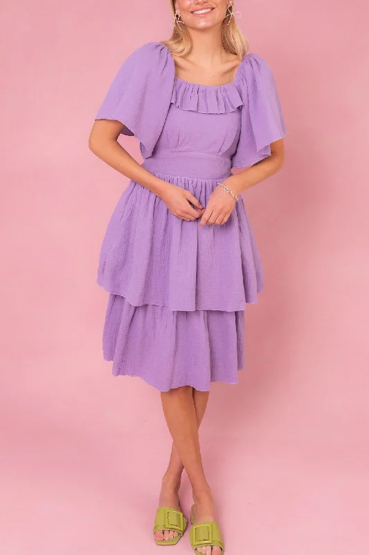 Plus size dresses with durable weaves endure wear -Iris Dress in Lavender - FINAL SALE