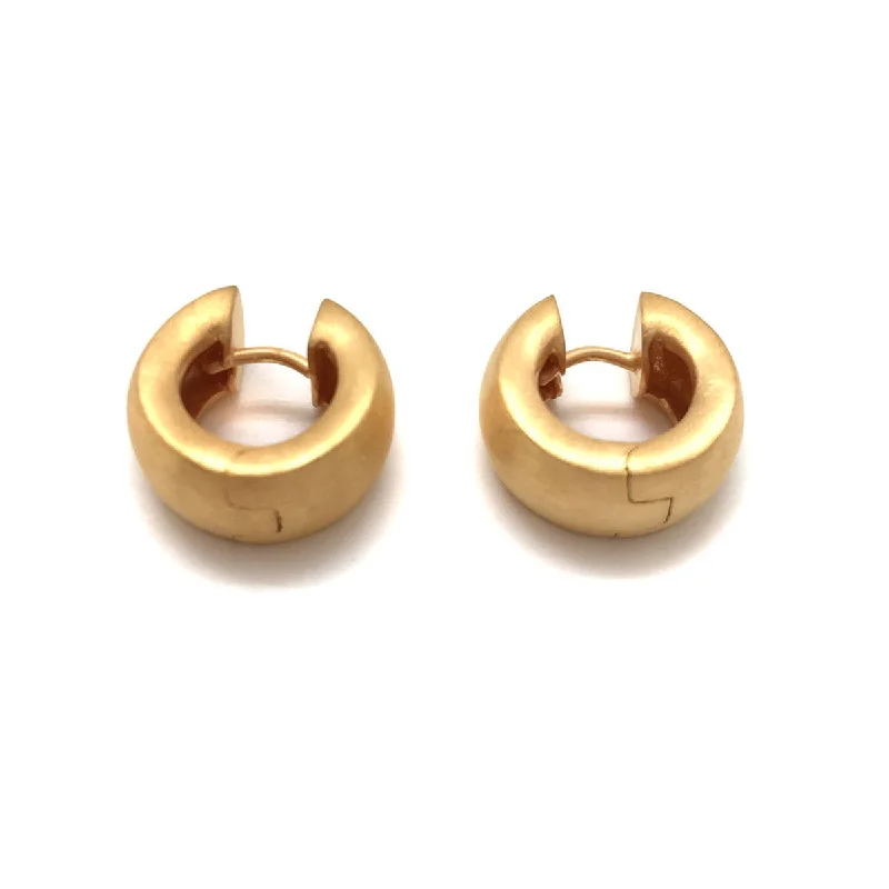 Drop Earrings for School Uniform -Convex Concave Huggies - Gold