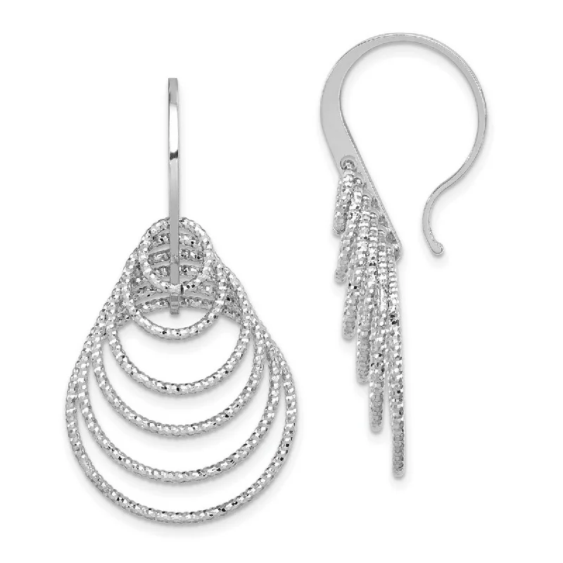 Long Drop Earrings for Dramatic -Curata 925 Sterling Silver S7x20mm Textured Teardrops Hook Earrings