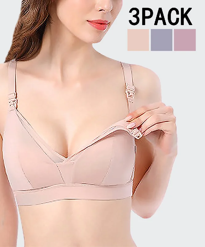 Silk T-Shirts for Luxurious Feel -iLoveSIA Clip Down Nursing bra Breast Feeding Bra Women Bra 3PACK