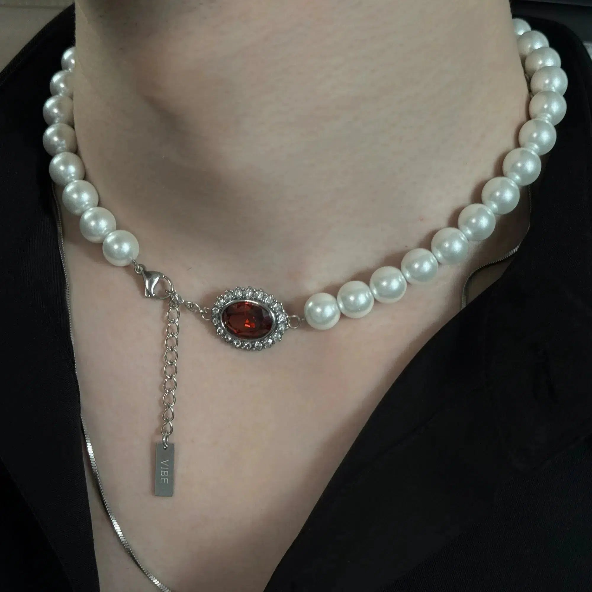 Stunning necklaces and pendants with ruby and diamond combinations for a luxurious effect-Ruby Pearl Choker