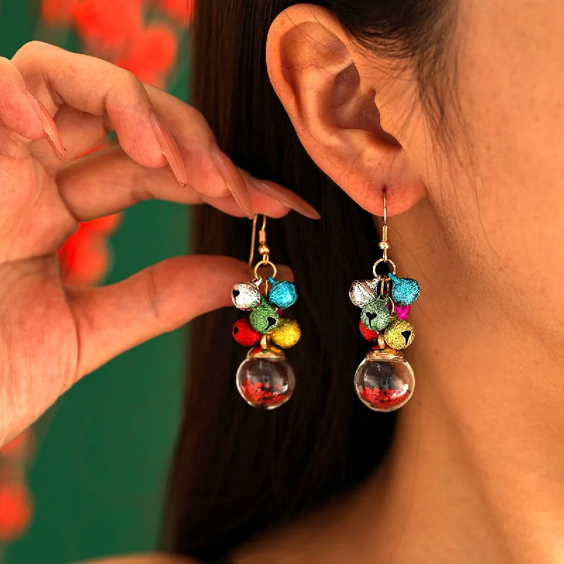 Lead Free Drop Earrings for Health -Wholesale Christmas Color Earrings Fashion All-match Creative Simple Multi-color Bell Tassel Earrings Christmas Carnival Earrings