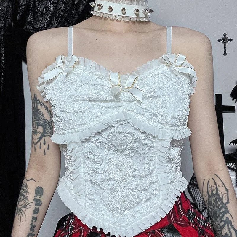 Art T-Shirts for Creative People -Women's Gothic Bowknot Ruffled Bustier