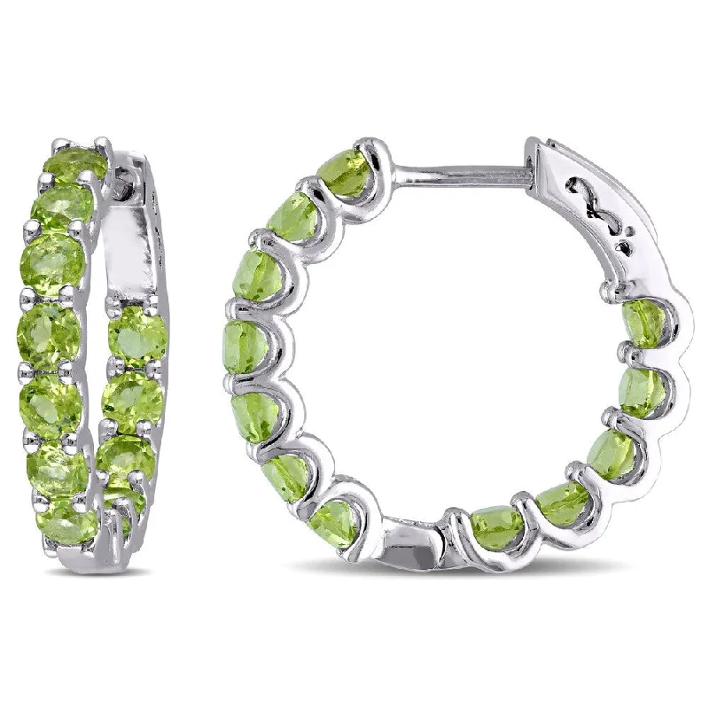 Punk Drop Earrings with Spikes -Miadora Sterling Silver Peridot Hoop Earrings