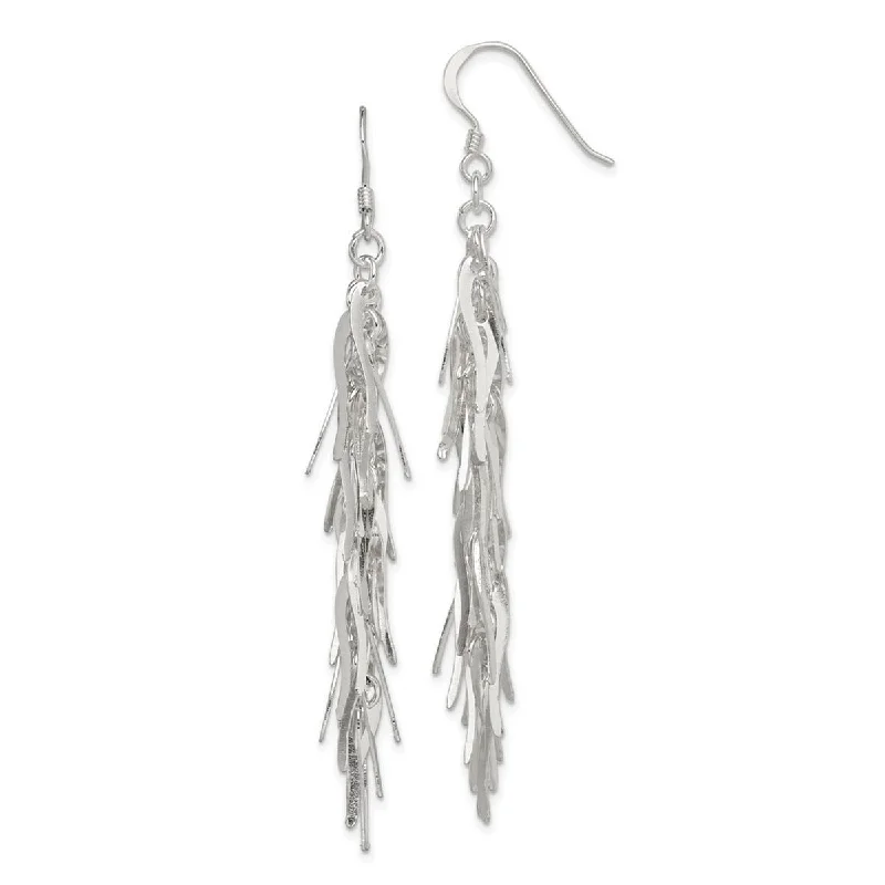 Bohemian Drop Earrings with Tassels -Curata 925 Sterling Silver Dangle Polished Feathered Boho Hook Earrings (15mm x 78mm)