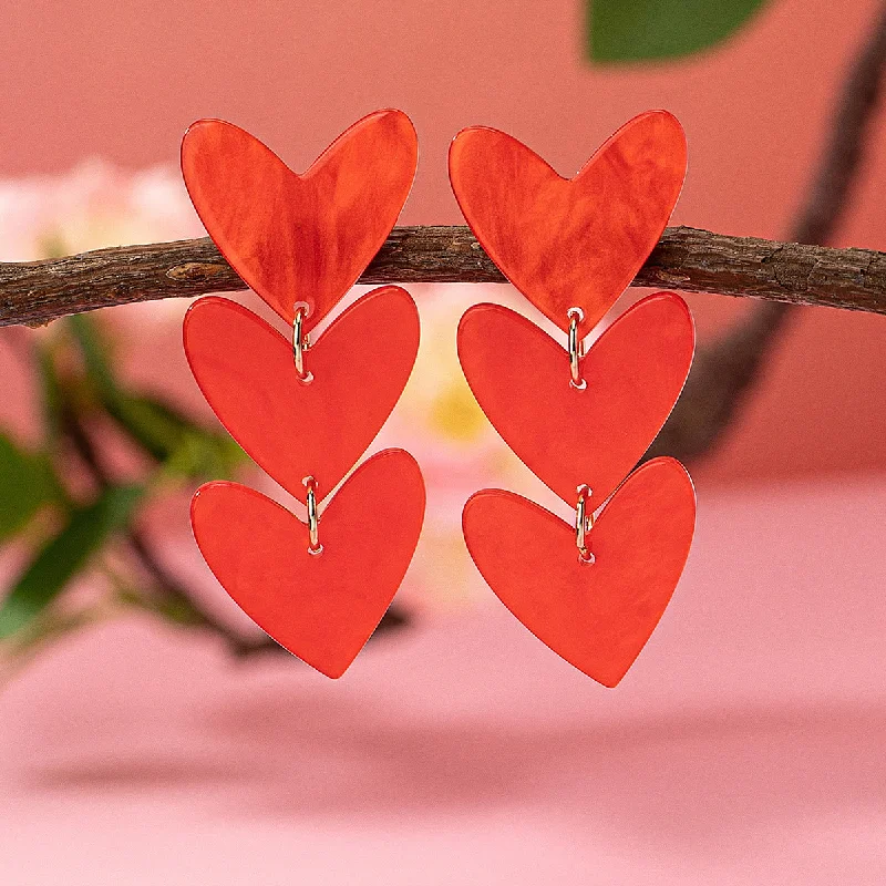 Waterproof Drop Earrings for Outdoor -Wholesale Jewelry Cross-border E-commerce Supply 1 Pair of Acrylic Love Earrings for Valentine's Day