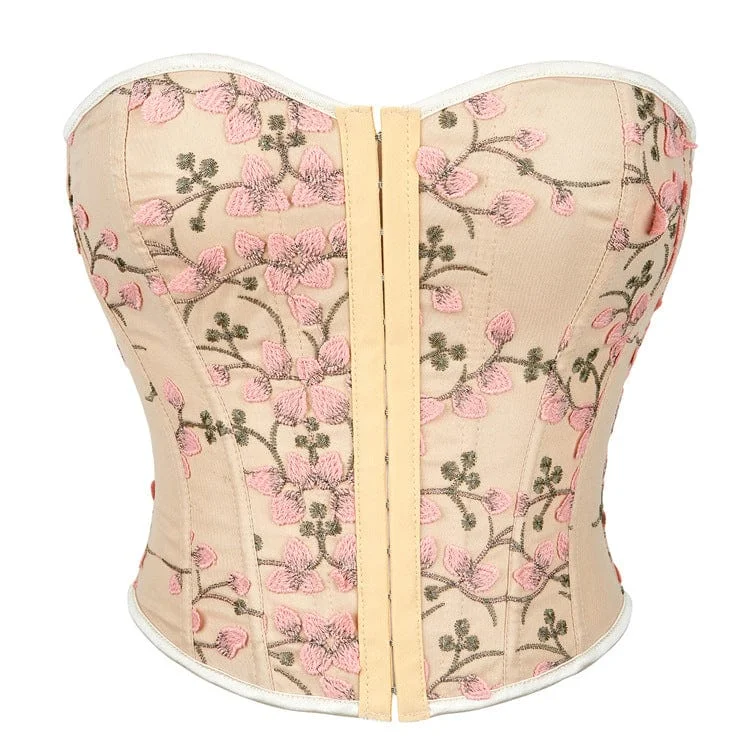 High School T-Shirts for Students -Women's Gothic Floral Embroidered Overbust Corset