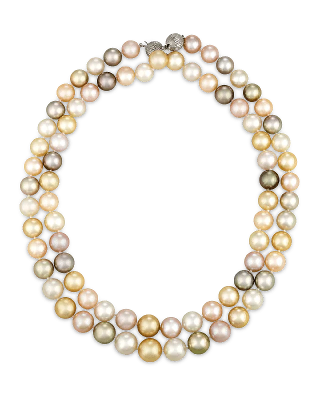 Stunning necklaces and pendants with jade gemstones for a calming green hue-Convertible Multi-color South Sea Pearl Necklace