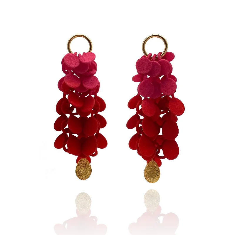 Drop Earrings for Prom Night -Pink Gradient And Gold Leaf Dangle Earrings