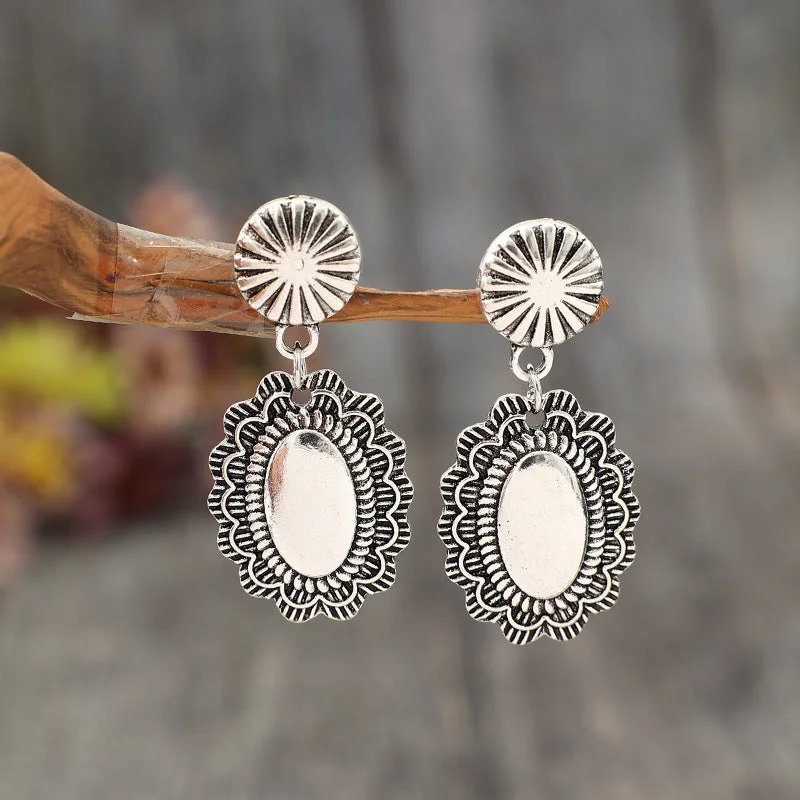 Long Drop Earrings for Dramatic -Wholesale Bohemian Retro Geometric Splicing Pumpkin Flower Alloy Simple Earrings