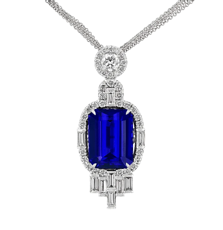 Beautiful necklaces and pendants with gemstone teardrops for an elegant effect-Tanzanite Pendant Necklace, 25.74 Carats