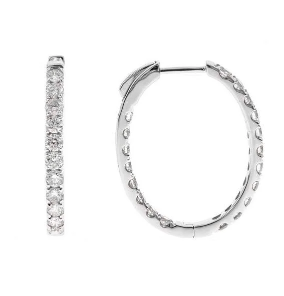 Drop Earrings with Animal Motifs -14K INSIDE OUTSIDE DIAMOND HOOP EARRINGS