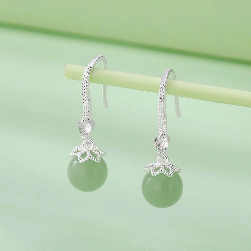 Drop Earrings with Keyhole Designs -Wholesale Hetian Jade Earrings Women Valentine's Day Gift