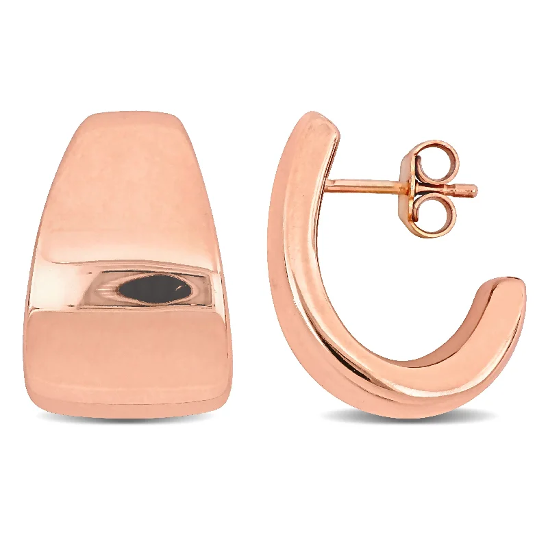 Square Drop Earrings for Modern -Miadora Rose Plated Sterling Silver Hoop Earrings