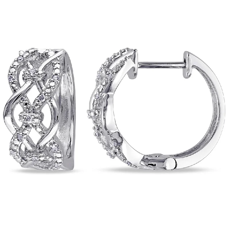 Drop Earrings for Evening Gown -Miadora Sterling Silver 1/10ct TDW Diamond Infinity Hoop Earrings - White