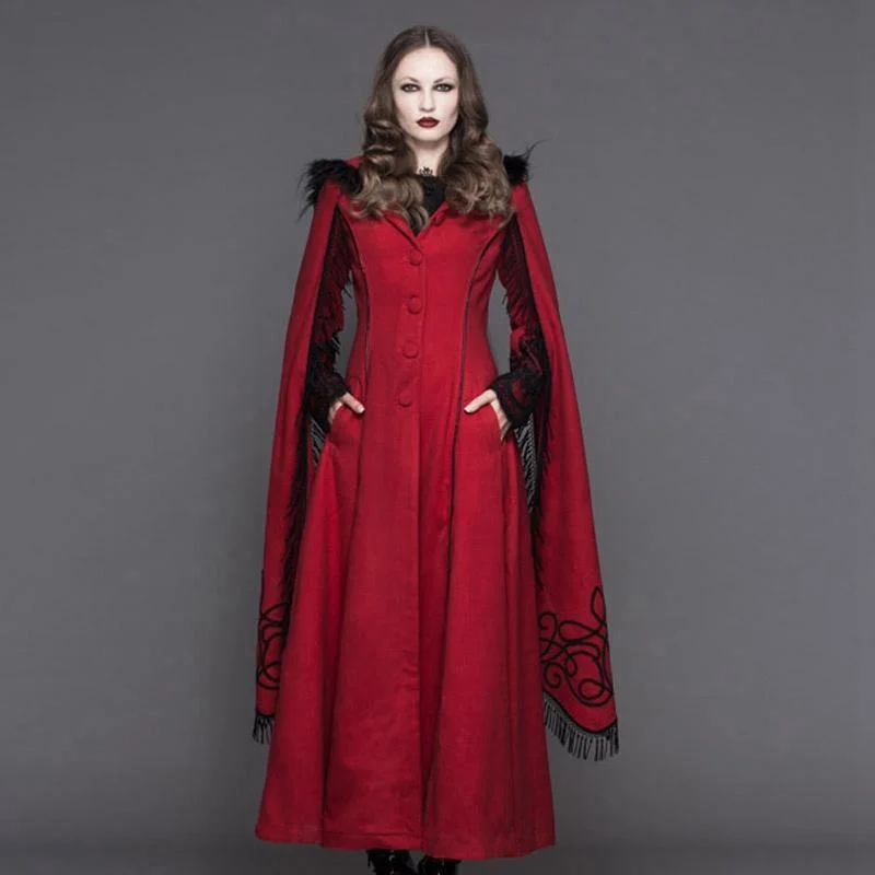 Hobby T-Shirts for Interest Display -Women's Angel Sleeve Tasseled Goth Long Coat