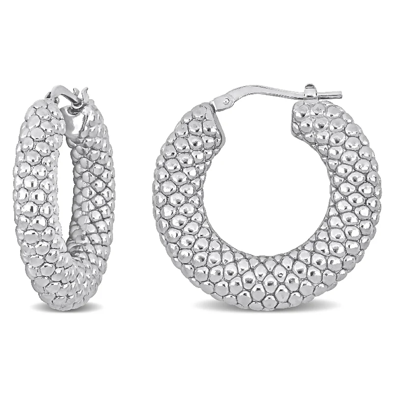 Drop Earrings with Knot Designs -Miadora Sterling Silver 28mm Beaded Hoop Earrings