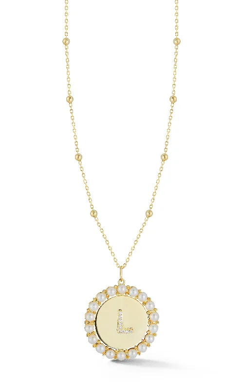 Best necklaces and pendants with seashell designs for a tropical, beachy vibe-Initial Pearl Disk Necklace