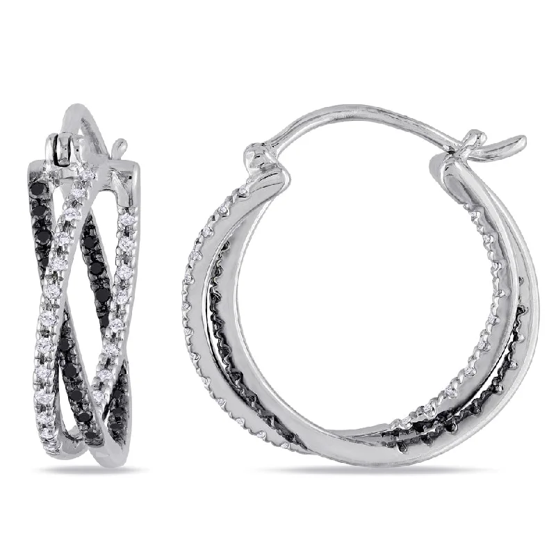 Drop Earrings for Festival Style -Sterling Silver 1/4ct TDW Black and White Diamond Earrings