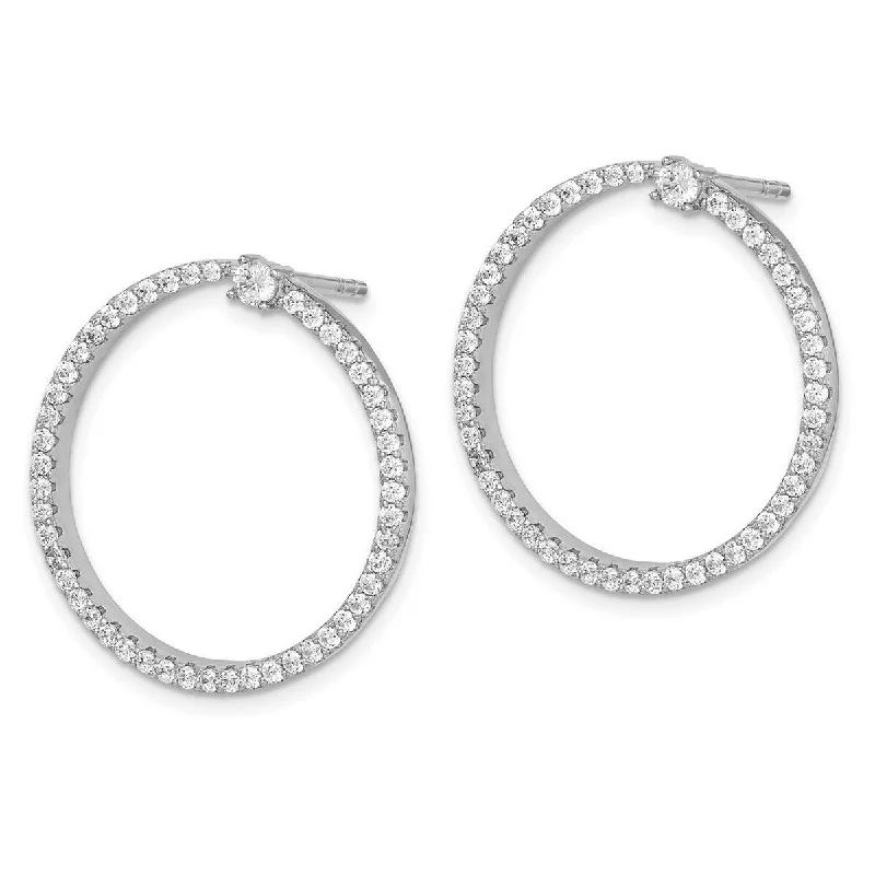 Drop Earrings for Christmas Party -Curata 925 Sterling Silver 25x23mm CZ Cubic Zirconia Circle Dangle Post Earrings