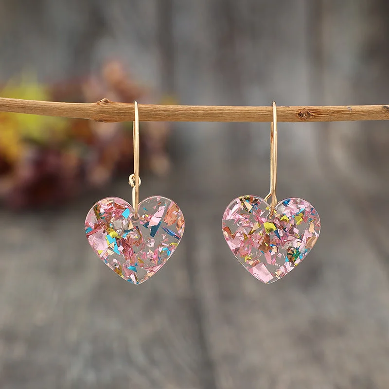 Round Drop Earrings for Classic -Wholesale Valentine's Day Collection Hyuna Style Sequin Transparent Heart Shape Multicolor Women's Earrings