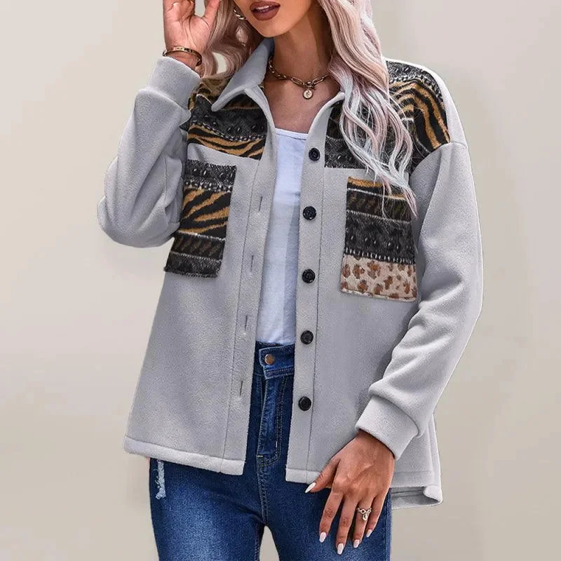 Sequined T-Shirts for Sparkle -Stylish Patchwork V-Neck Women Coat