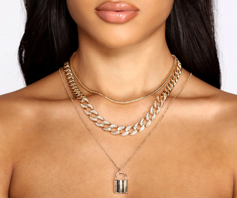 Trendy necklaces and pendants with geometric shapes for a modern aesthetic-Luxe Layered Three-Pack Necklace Set