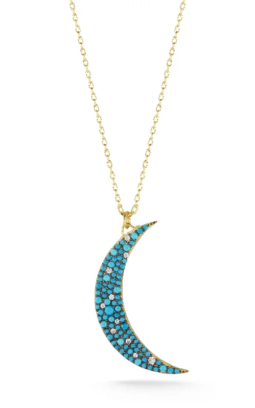 Best necklaces and pendants with gemstone clusters for a bold and colorful effect-Turquoise Moon Necklace