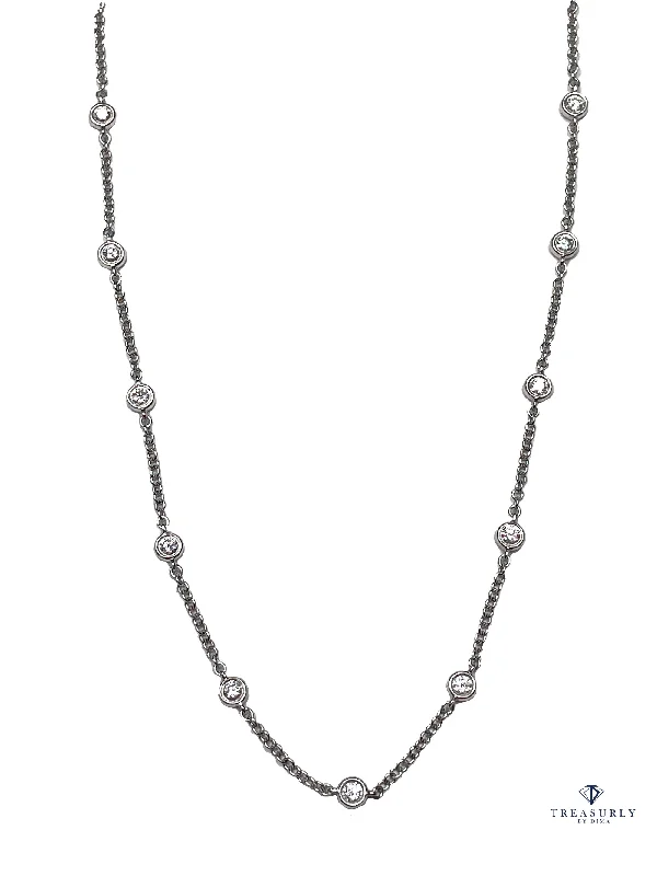 Best necklaces and pendants with black diamonds for an edgy, bold statement-1.78ct Estate Diamond  By the Yard 18k White Gold 16-17" Chain Necklace