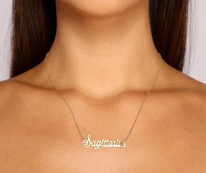 Best necklaces and pendants with butterfly pendants for a delicate, light style-Sagittarius Script Necklace